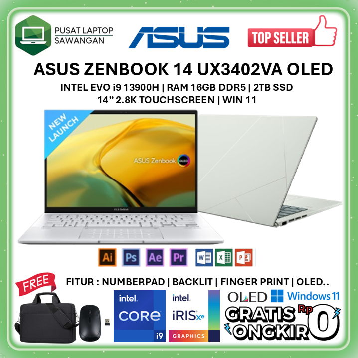 Laptop Asus Zenbook OLED 14 UX3402VA i9 13900H RAM 16GB SSD 1TB 2.8K OLED Touchscreen