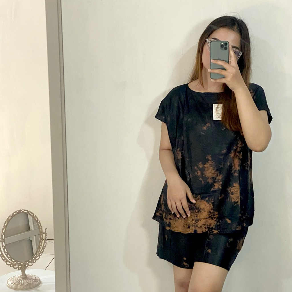 Setelan Baju Tidur BabyDoll Pendek Dewasa Rayon Bali Adem