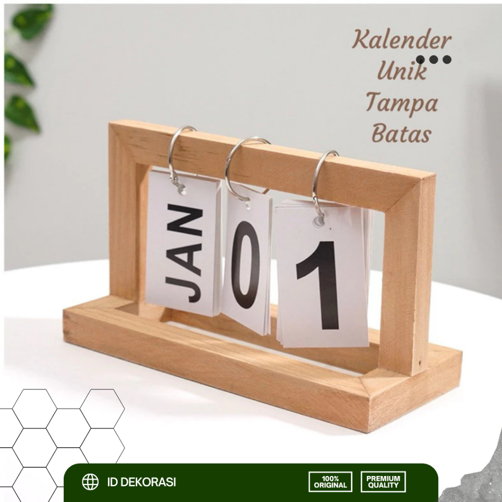 

ID DEKORASI Kalender Kayu Abadi Estetik | Kalender Meja Tanpa Batas | Pajangan Meja Minimalis | Dekorasi Meja Kerja & Rumah