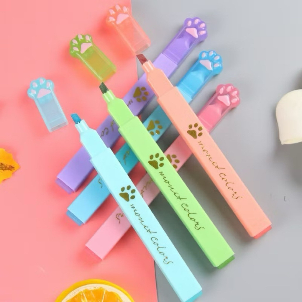 

Amiinah Store 6 Pcs Highlighter / Stabilo Warna Warni Karakter Paw Kitten