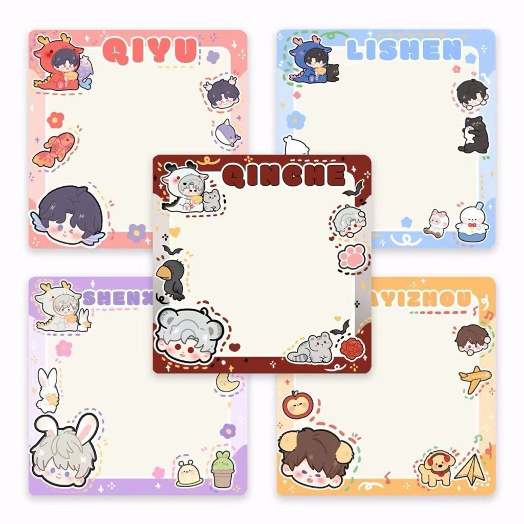 

(50 Lembar)Memopad Note Kertas Tulis Warna Cute Comel Love And Deep Space Sylus Caleb Rafayel Zayne Xavier