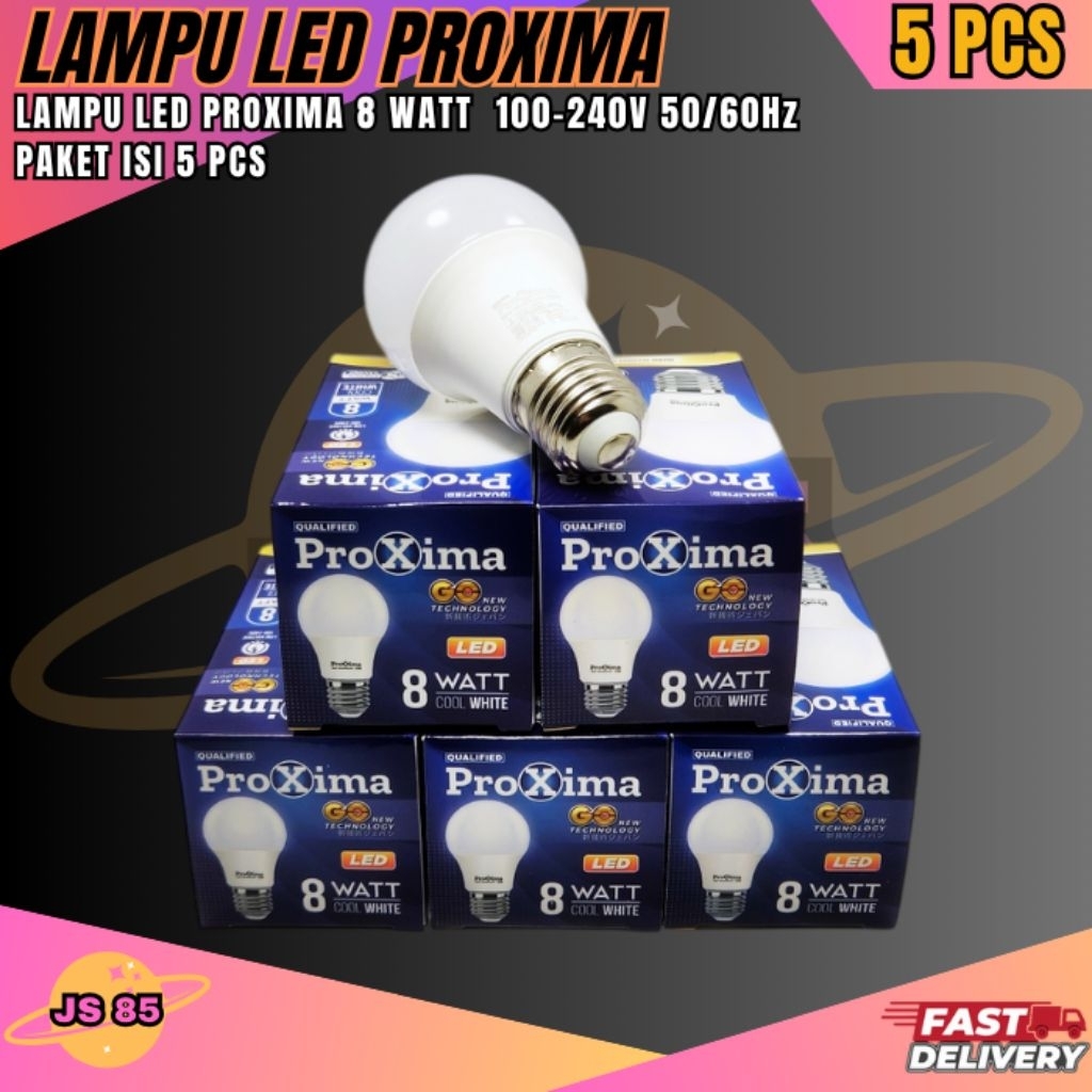 Bohlam Lampu Proxima LED 8 Watt ( Paket 5 Pcs ) Bohlam Lampu LED 8 Watt Cahaya Putih Terang LED 8 Wa