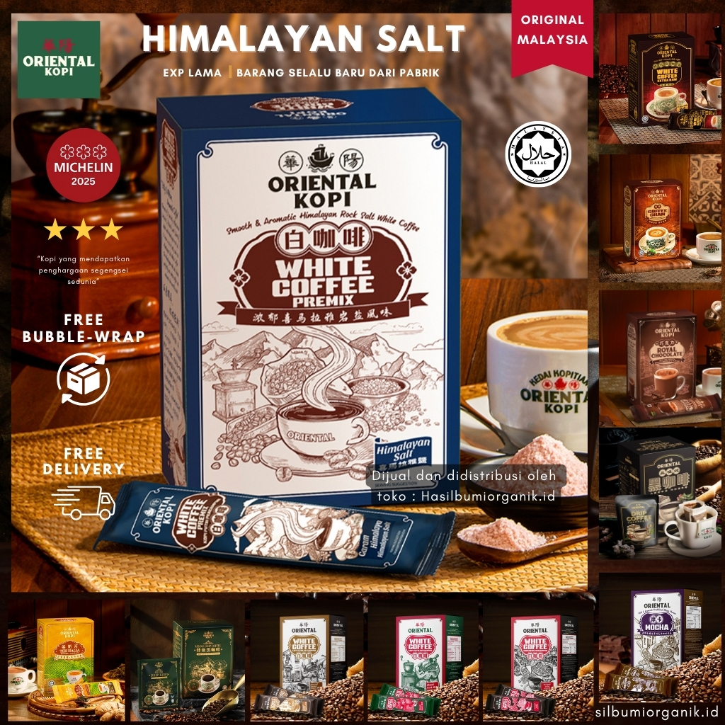 

ORIENTAL KOPI MALAYSIA ORIENTAL KOPI / ORIENTAL WHITE COFFEE HIMALAYAN SALT ( 38g x 10 Sachets )