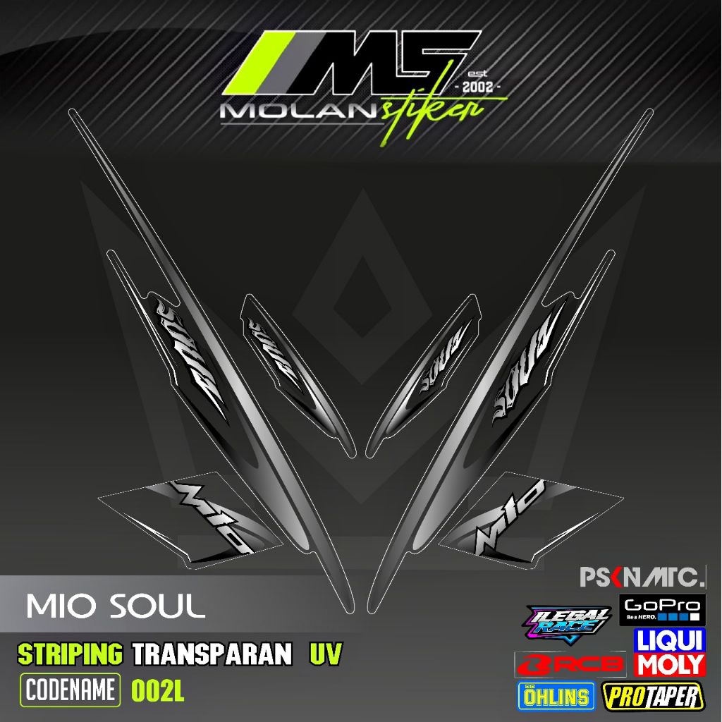 Decal Sticker Striping Variasi Transparan Uv Mio Soul Karbu 2006-2012 Mio Soul 115 Mio Soul Lama/Old