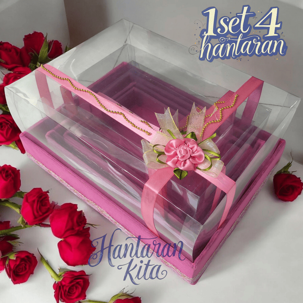

Set Kotak Box Hantaran seserahan isi 4 - Mika + Pelapis Spunbond / Set Box Hantaran 4 in 1