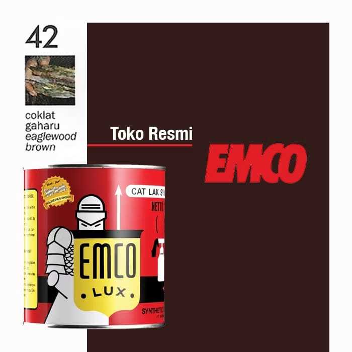 Cat Emco Lux 1Kg & 0.5Kg– Coklat Gaharu No.42 – Cat Kayu & Besi Glossy Tahan Lama Anti Karat
