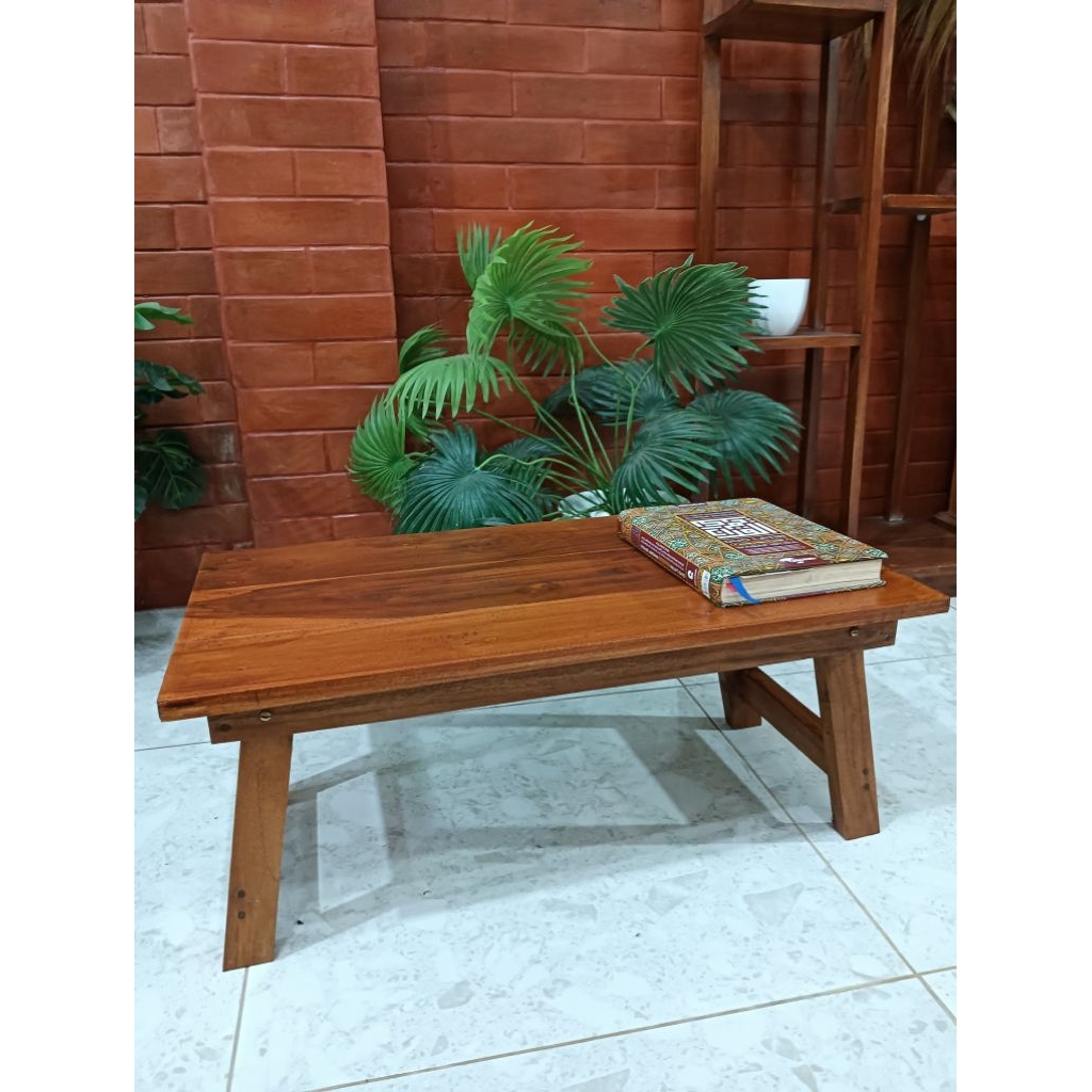 Meja Lesehan Full Kayu Jati / Meja Belajar Lipat Besar / Meja Camping Lipat