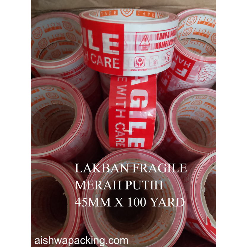 

Lakban Fragile Merah Putih 45 mm x 100 yard