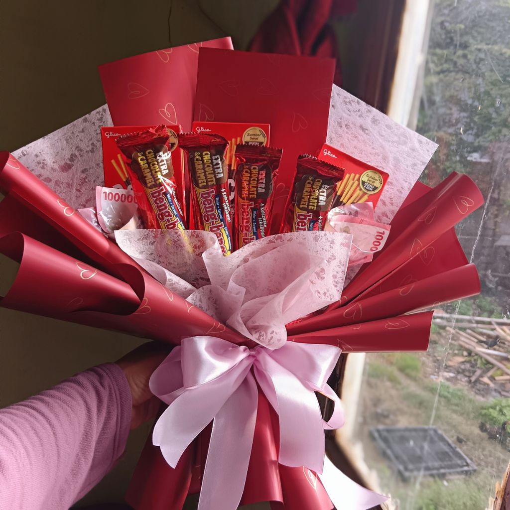 

Buket 4 beng-beng + 3 pocky coklat