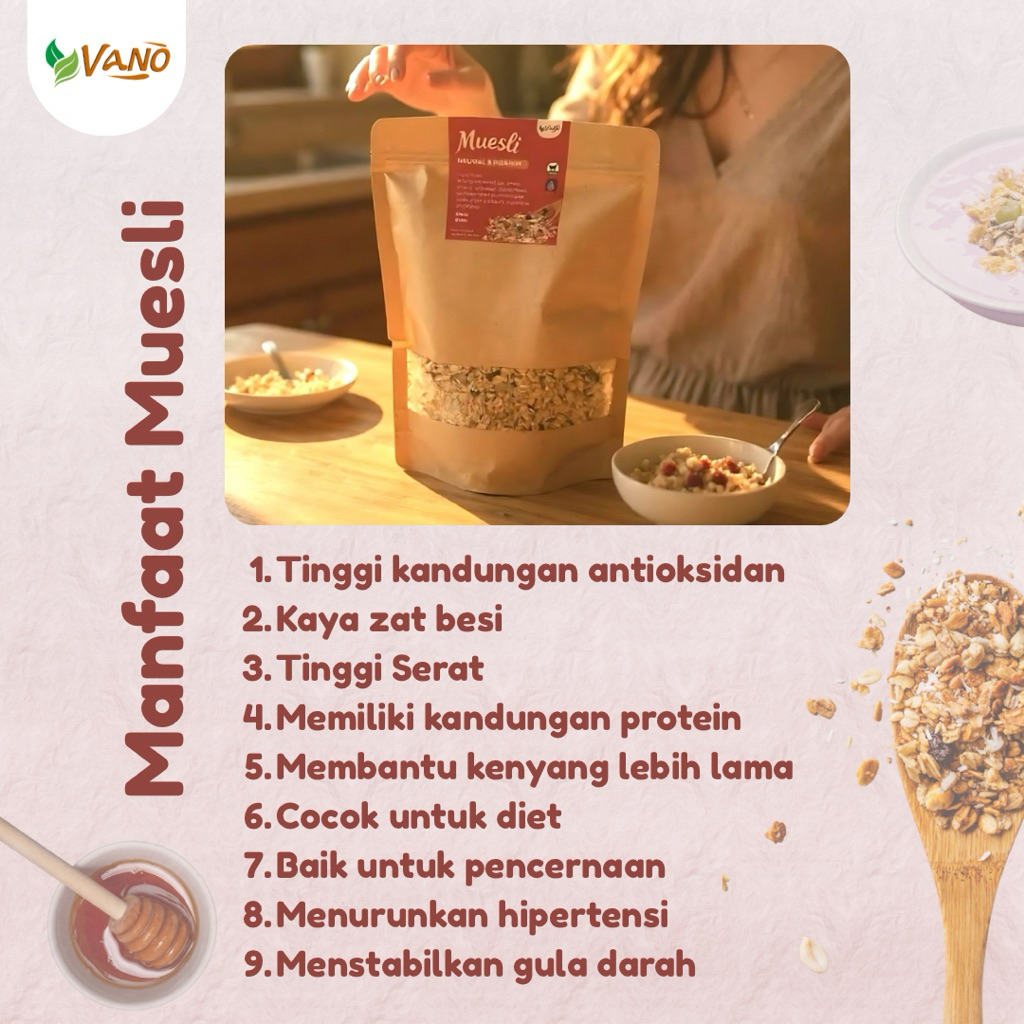 

Forcysn Muesli Fruit & Seed Vano Sereal Untuk Diet Sarapan Sehat Dan Praktis Bergizi Natural Healty