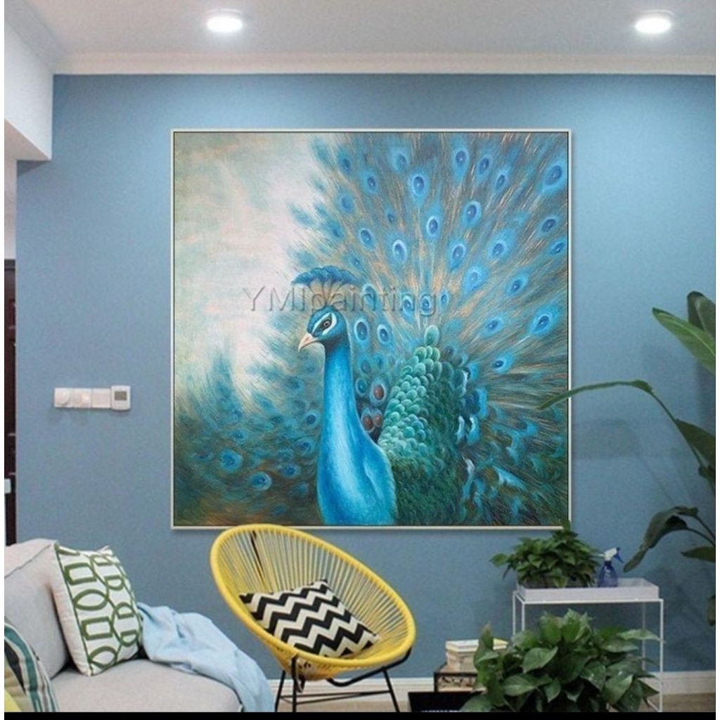 Lukisan handmade merak biru