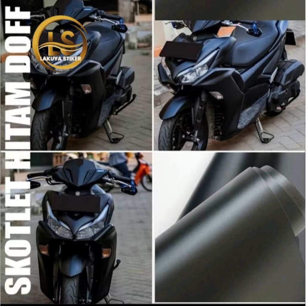 STIKER SKOTLET HITAM GLOSSY STIKER MOTOR HITAM DOF