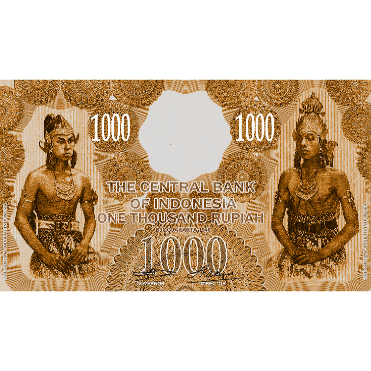 1000 Rupiah,One thousand Rupiah seri wayang bukan uang asli