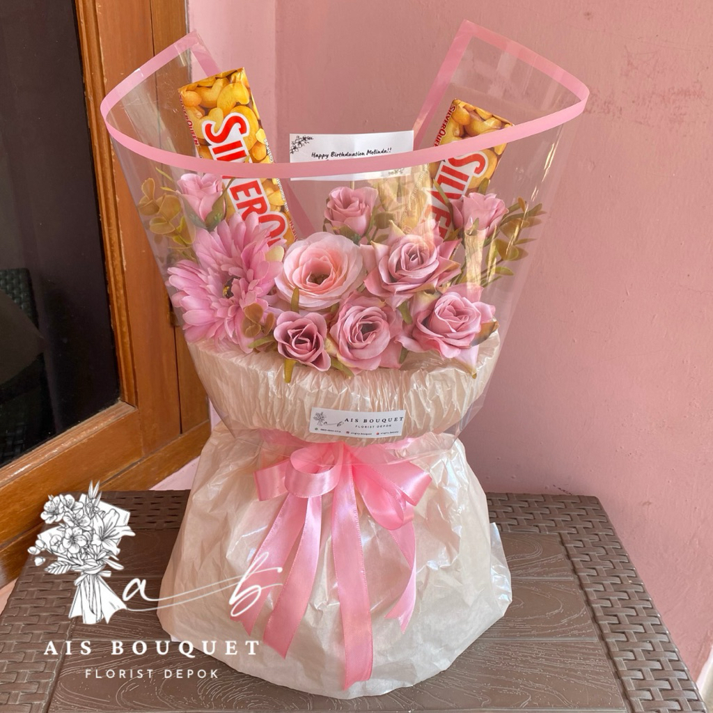 

round buket silverqueen || buket coklat || buket birthday || buket bunga || round buket graduation || buket wisuda