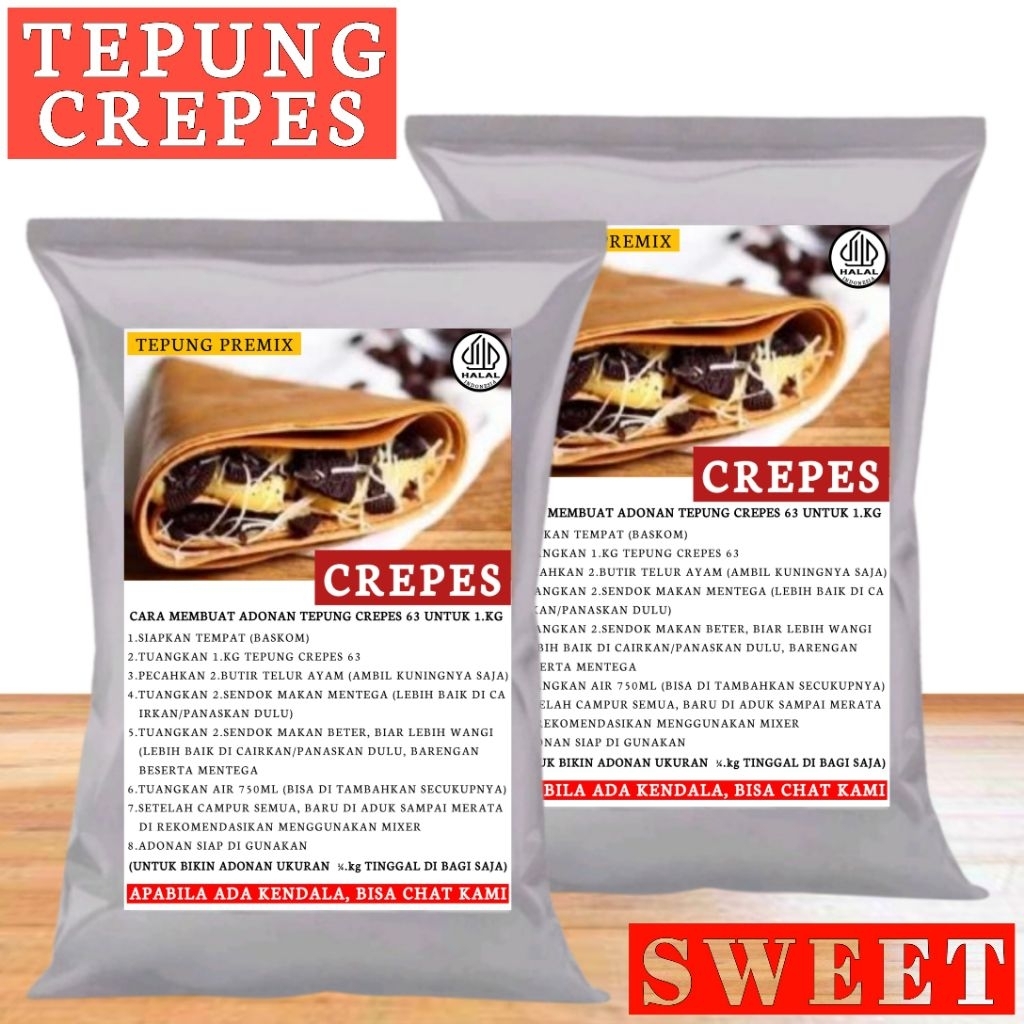 

Tepung Crepes Sweet 1 kg Renyah Kriuk Harum Original