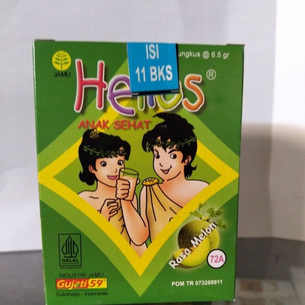

gujati jamu helios anak sehat rasa melon 1 bok isi 11
