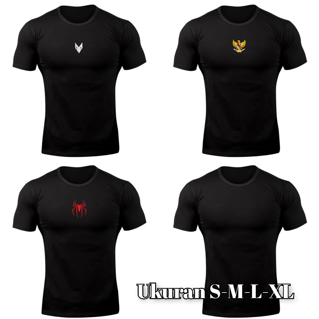 Kaos Olahraga Manset Pendek Compression Shirt Pria Wanita / Baju Olahraga Baselayer Tangan Pendek Sp