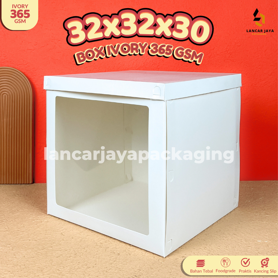

Dos Kue Tart Besar Tingkat Kemasan Cake Roti Kotak Putih Hampers Kado 32x32x30 cm