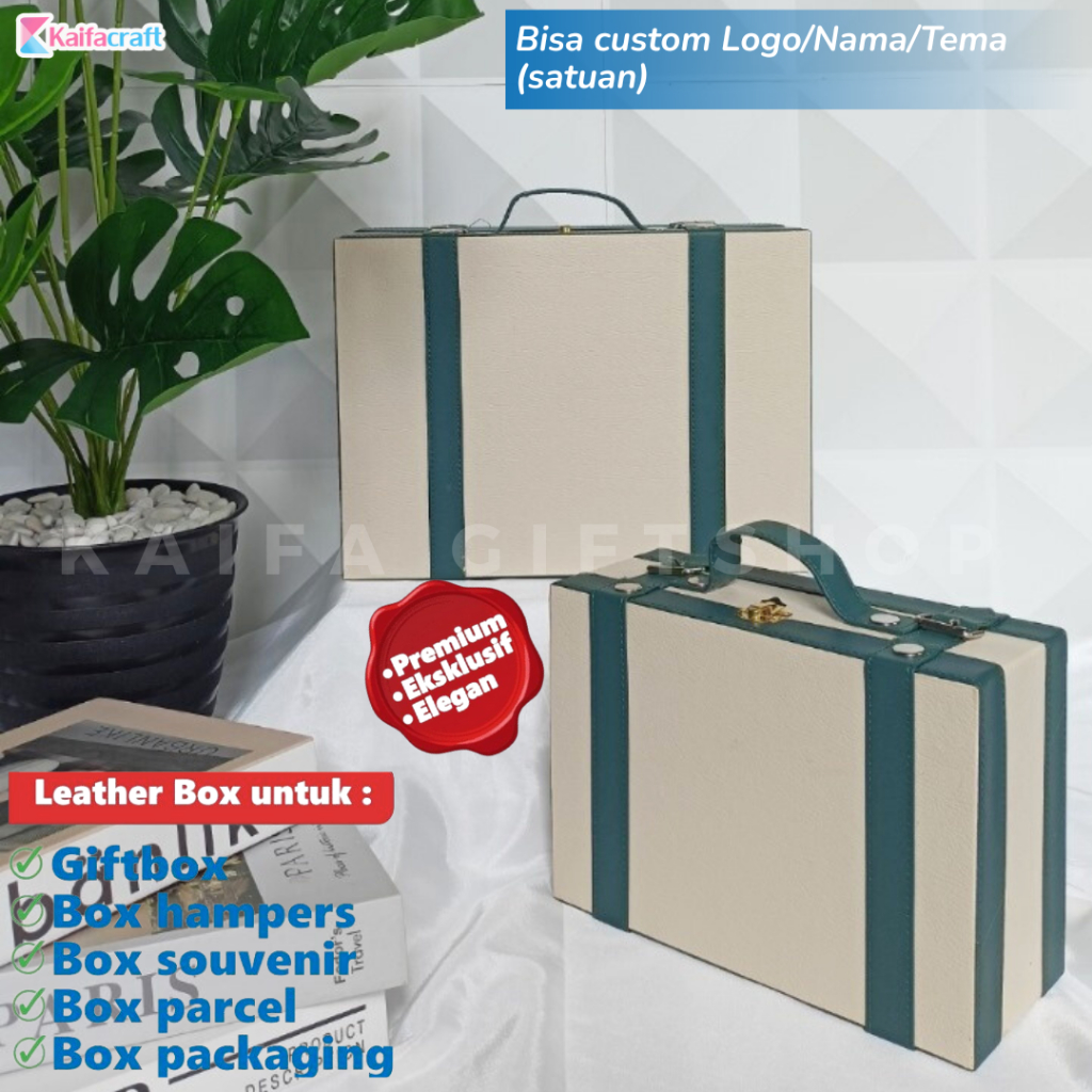 

Box Hampers Eksklusif Koper Vintage Cream List Hijau– Kotak Kado Premium untuk Pernikahan & Ulang Tahun