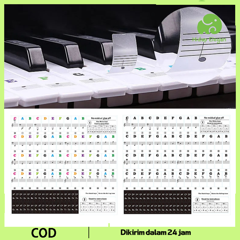 1set Piano Keyboard Stiker Keyboard Sticker Piano Keyboard Stiker Angka Piano Tempelan Piano Piano K