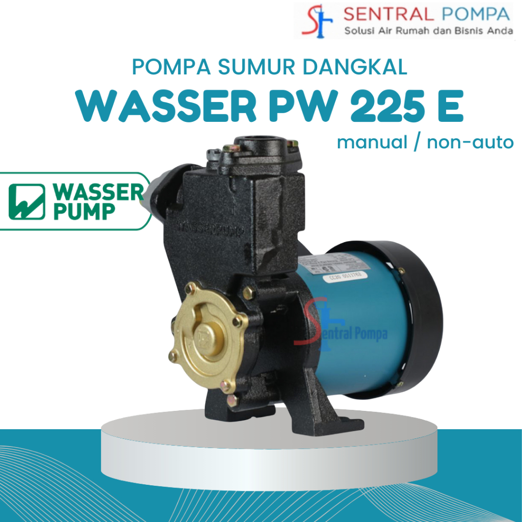 Wasser PW 225 E Pompa Sumur Dangkal 200 Watt Mesin Air Non Auto PW-225 | Sentral Pompa