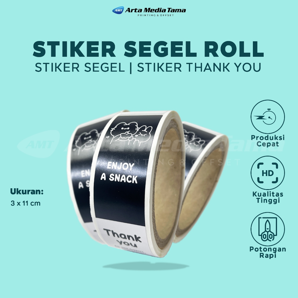 

(ISI 100PCS / ROLL) STIKER THANK YOU LABEL BOX | STIKER SEGEL UKURAN 3 x 11