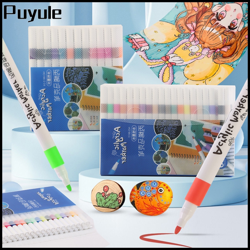 

Acrylic Painter Acrylic Marker Set / 24/36/48/60/80 Warna Sketsa Spidol Umum General Marker Set