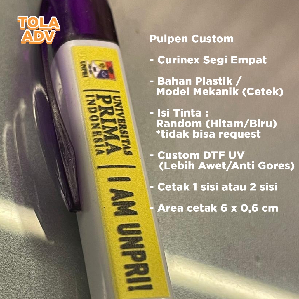 

Pulpen Segi Empat Promosi Souvenir | Bolpoin Custom Logo Tulisan | Pen Carinex Stiker Decal