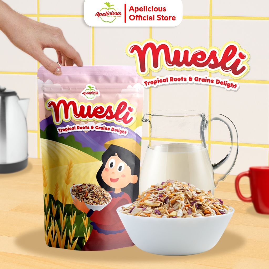 

Apelicious Muesli Tropical Roots & Grains Delight Sereal Sarapan ,- makanan snack food
