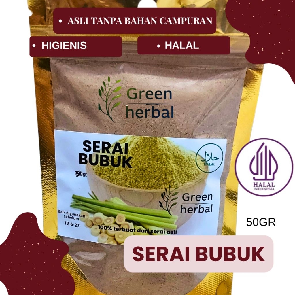

Serai Bubuk/Bubuk sereh/ 100% asli tanpa bahan campuran. berat 50gr. Green Herbal.