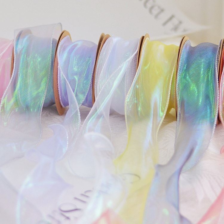 

[4CM X 9 METER] PITA FISHTAIL HOLOGRAM KOREA KOREAN ORGANZA PREMIUM PITA KADO BUNGA BUKET DEKORASI PITA GLOSSY