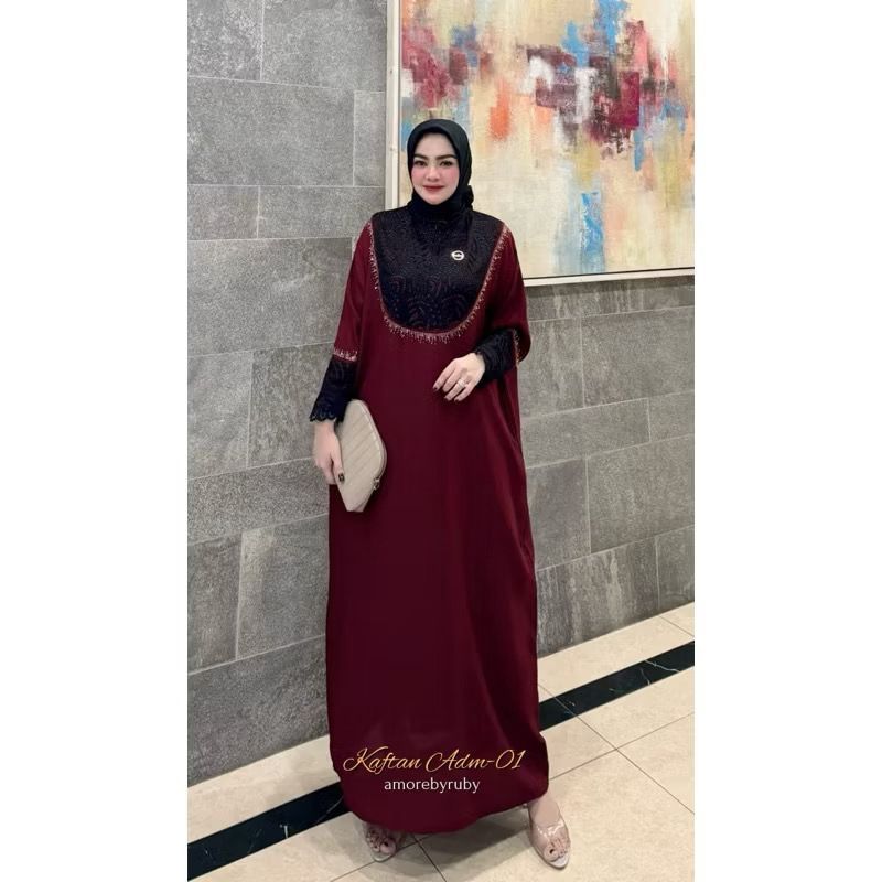 gamis modern gamis kaftan terbaru manik swarovsky mewah simple adm01 edisi kaftan yura
