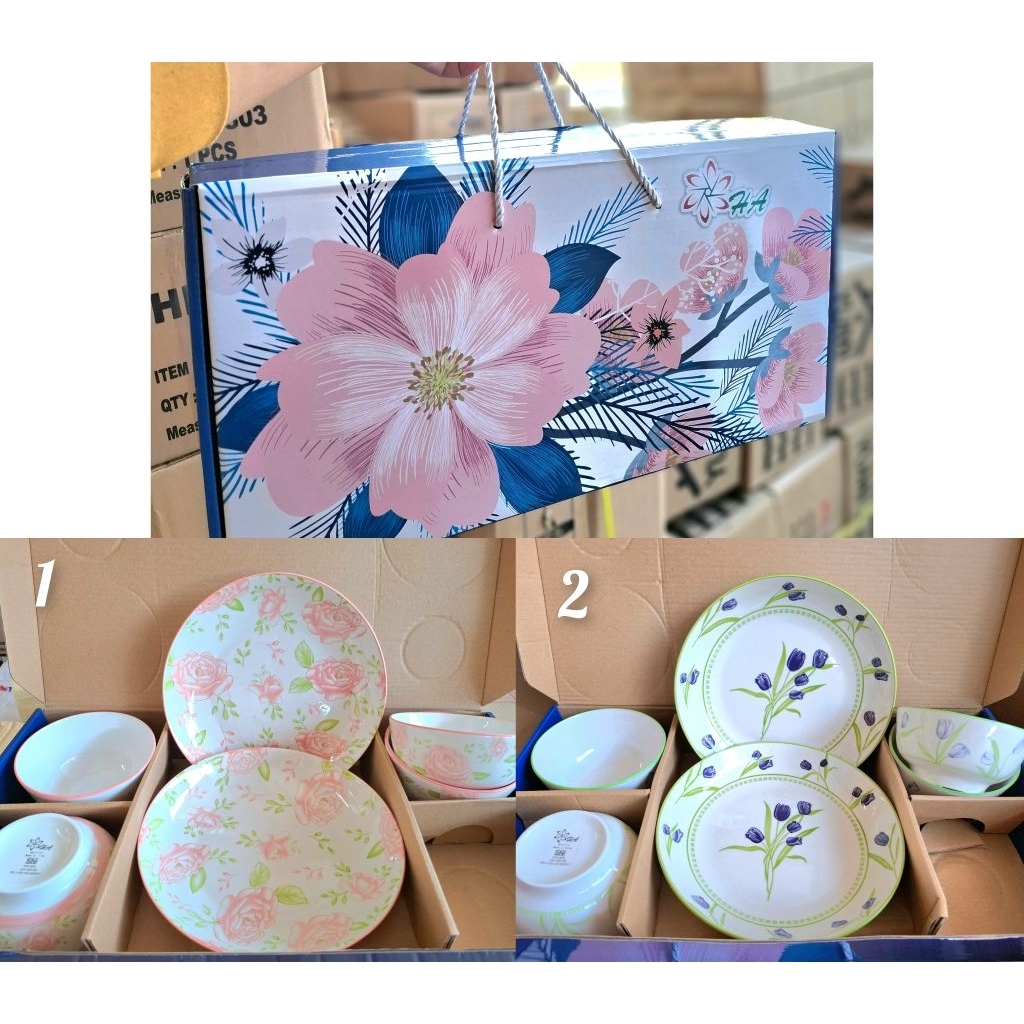 MANGKOK SET + PIRING GIFT SET MEWAH SOUVENIR KERAMIK PORCELAIN / HAMPERS MANGKOK SET