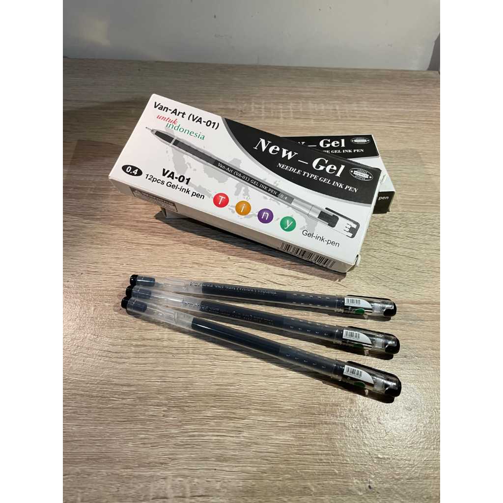

[ 12 PCS / 1 LUSIN ] PULPEN NEW GEL VAN ART V-01 HITAM 0.4