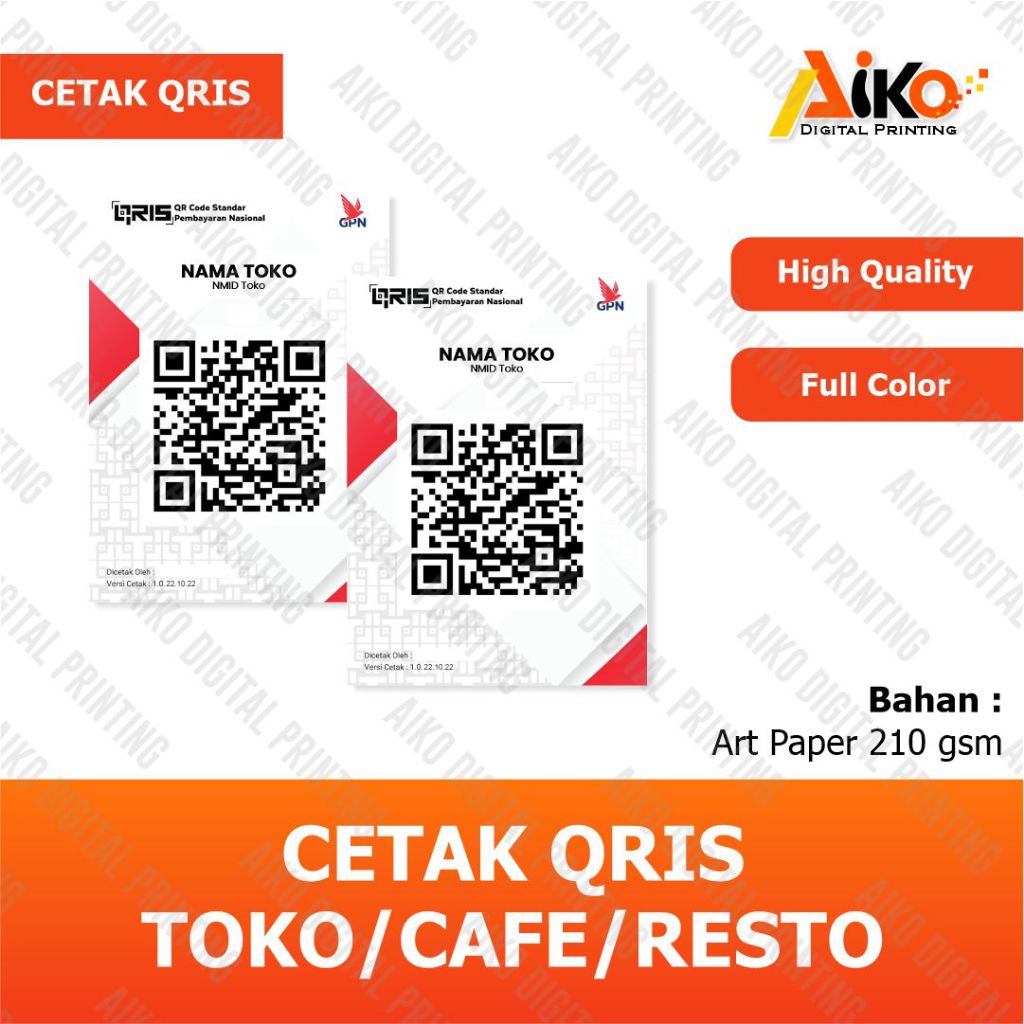 CETAK QRIS BARCODE MURAH | QRIS TOKO / CAFE / RESTO
