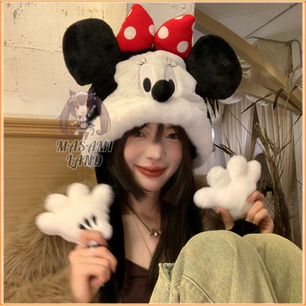 Topi Mickey Mouse Fluffy Disney / Topi Minnie Mouse Winter Disney Collection / Topi Mickey Minnie