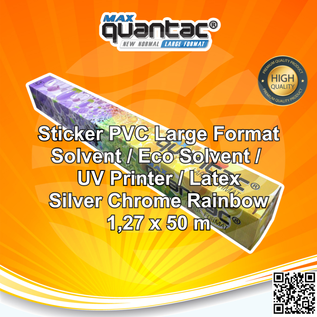 

QUANTAC MAX Sticker Silver Chrome Rainbow Hologram Pelangi Roll L 1,27 x 50