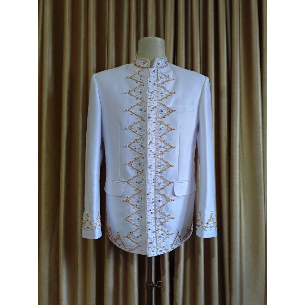 Beskap Akad Putih Semiwool Beskap Bapa Basofi pengantin