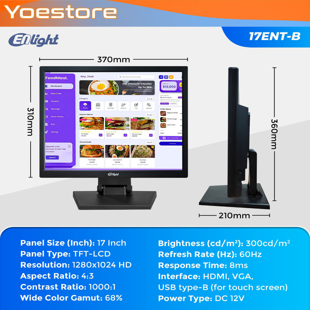 MONITOR ENLIGHT 17ENT-B - MONITOR TOUCHSCREEN 17 INCH