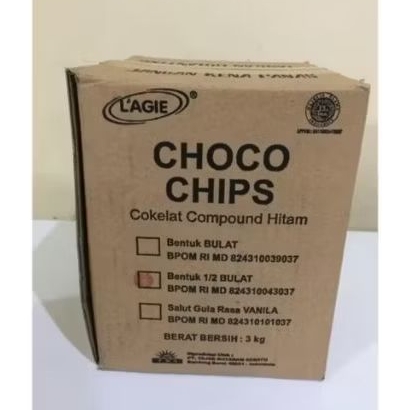 

LAGIE COKLAT CHOCO CHIPS 1/2 BULAT 1 DUS 3 KG/COKLAT BUTIR
