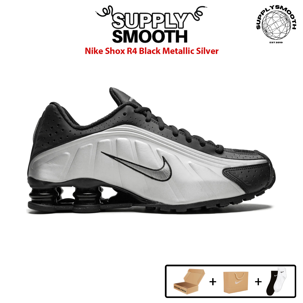 Sepatu Sneakers Nike Shox R4 Black Metallic Silver - SUPPLYSMOOTH