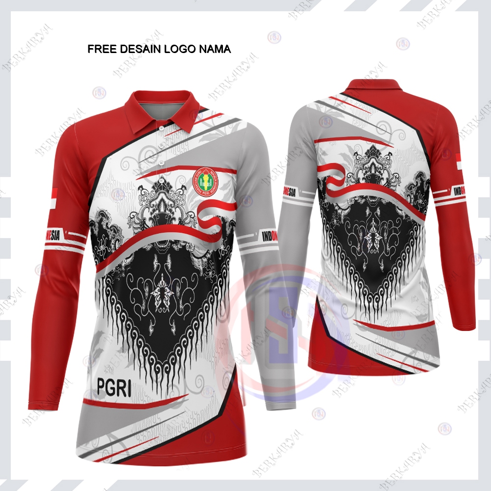 Baju Tunik Batik PGRI Wanita Kaos Polo Tunik Seragam PGRI / Baju PGRI Printing