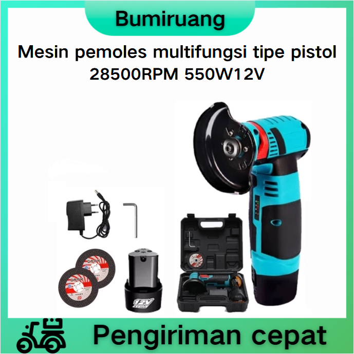 BUMIRUANG  Gerinda Sudut Mini / gerinda tangan baterai / 19500Rpm 12v Mini Angle Grinder Isi Ulang A