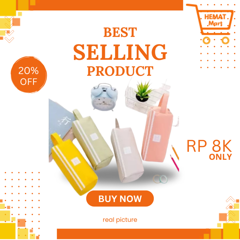 

HematMart Tas Serbaguna Tempat Pensil Pen Pouch Make Up Kotak Pensil Stasionery Dual Zipper