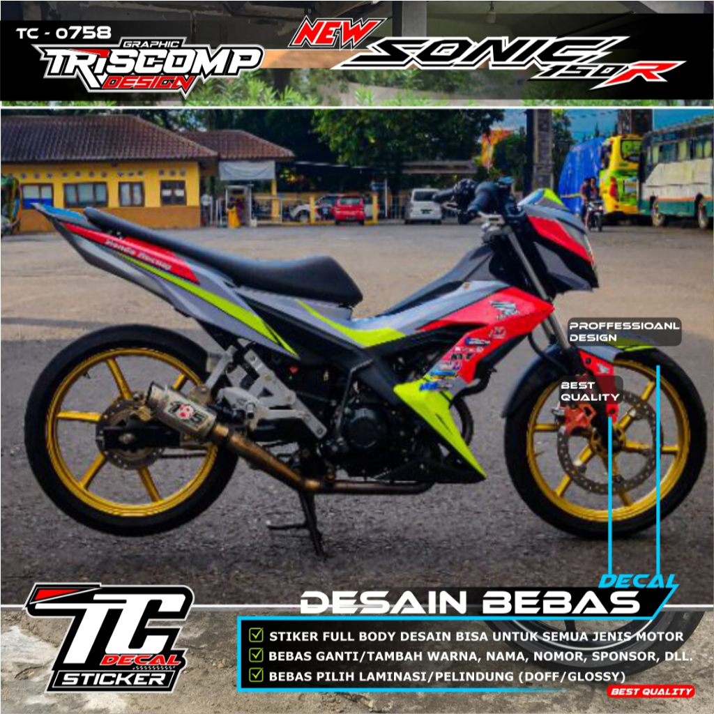 DECAL STICKER FULL BODY SONIC 150 BISA RIQWES NAMA NOMOR MOTIF ROADRACE PALING KEREN TC-0758
