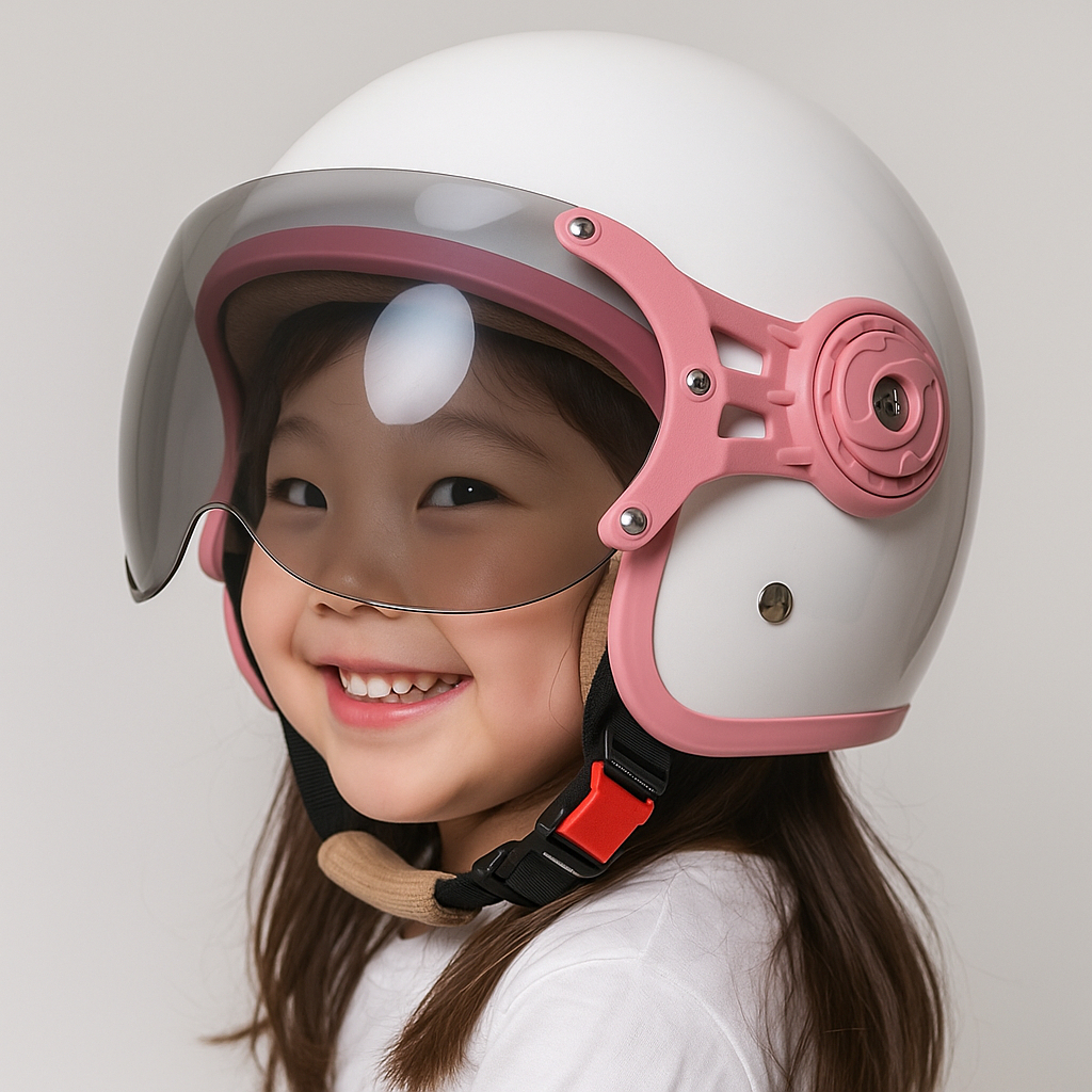 Helm Anak BIP PLAST Lunar Kids Polos Helm Anak Retro Pilot Karakter Kaca Pilot SNI