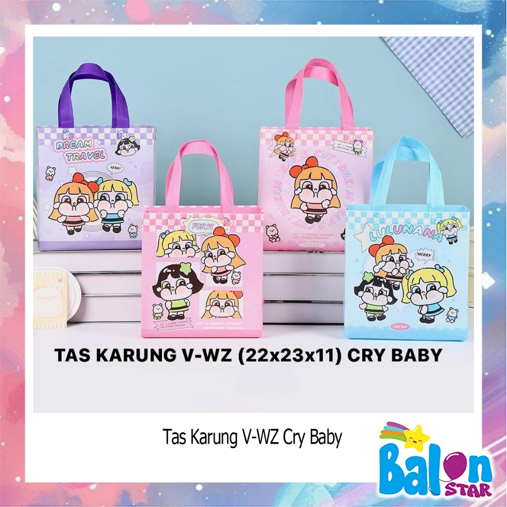 

(1Pcs) Tas Karung Cry Baby Uk 22x23x11cm, tas karung serbaguna, tas bekal, tas karung fancy