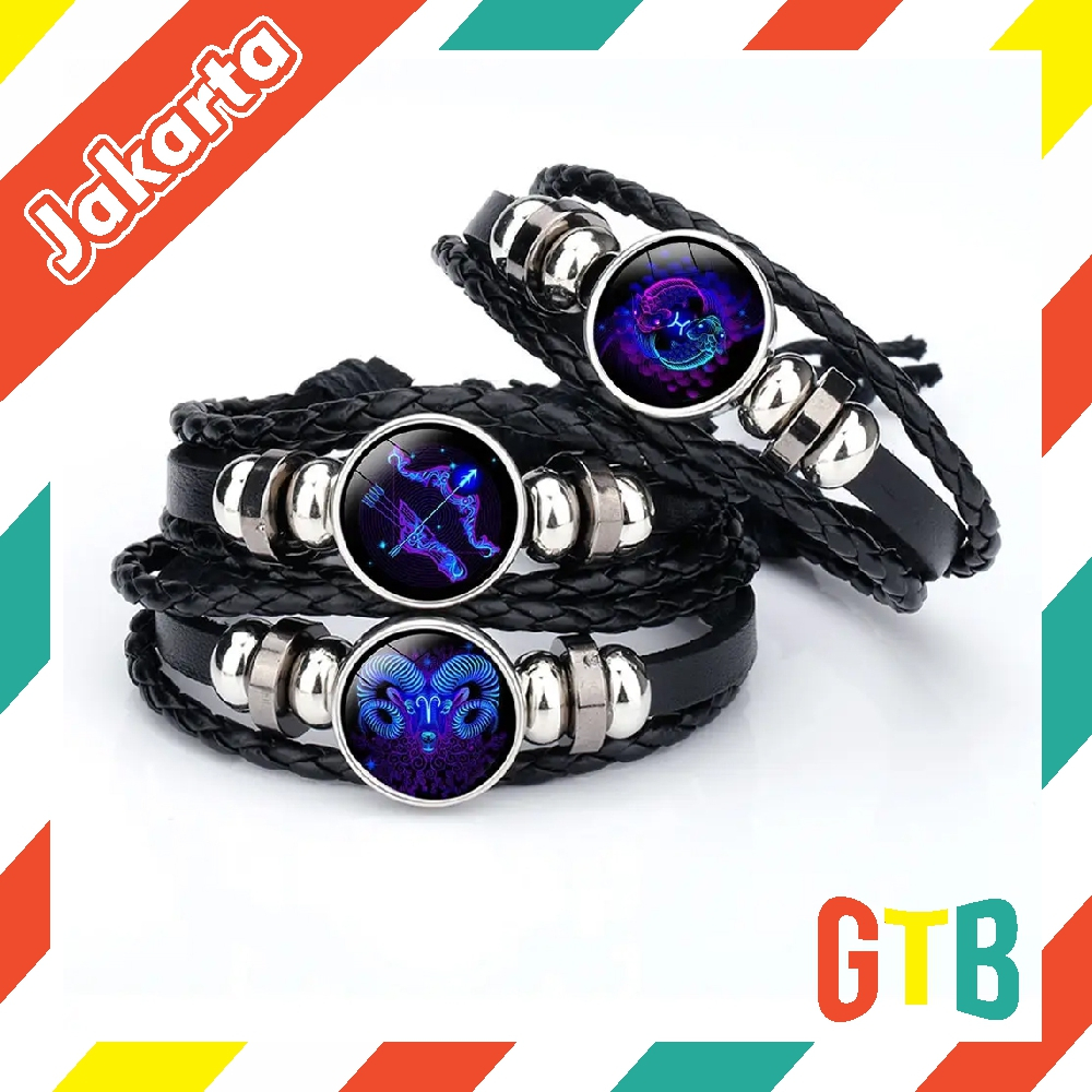 ❤️GTB❤️ GELANG ZODIAK GLOW IN THE DARK GELANG UNISEX GELANG WANITA PRIA GELANG KOREA COD A004