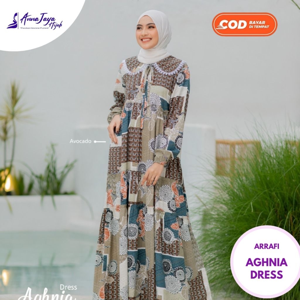 Dress Daily Wanita Rayon Premium Aghnia Size L By Arrafi
