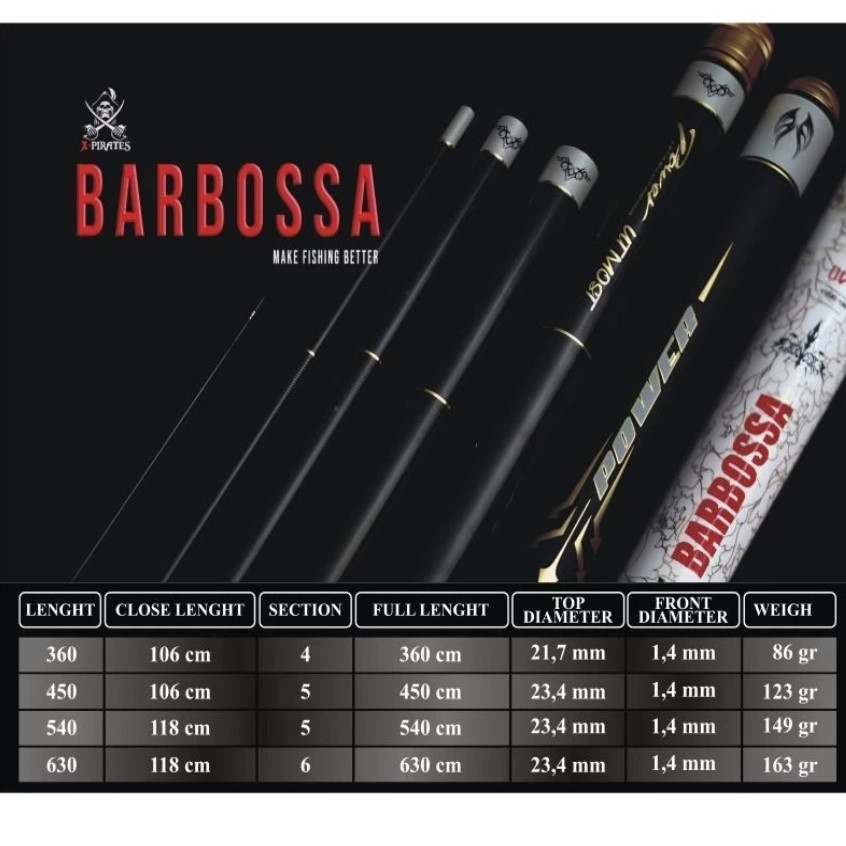 Tegek X-Pirates BARBOSSA 450 540 Ruas Panjang Kaku Ringan Bonus Jersey